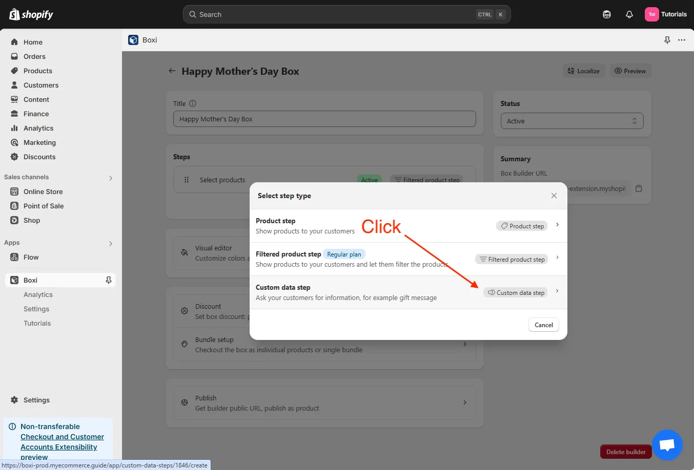 Add custom data step