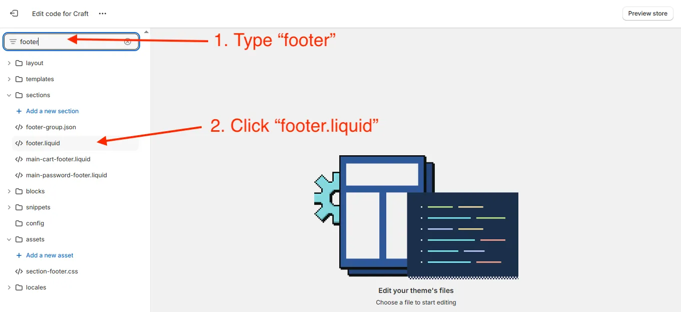 Shopify find footer file