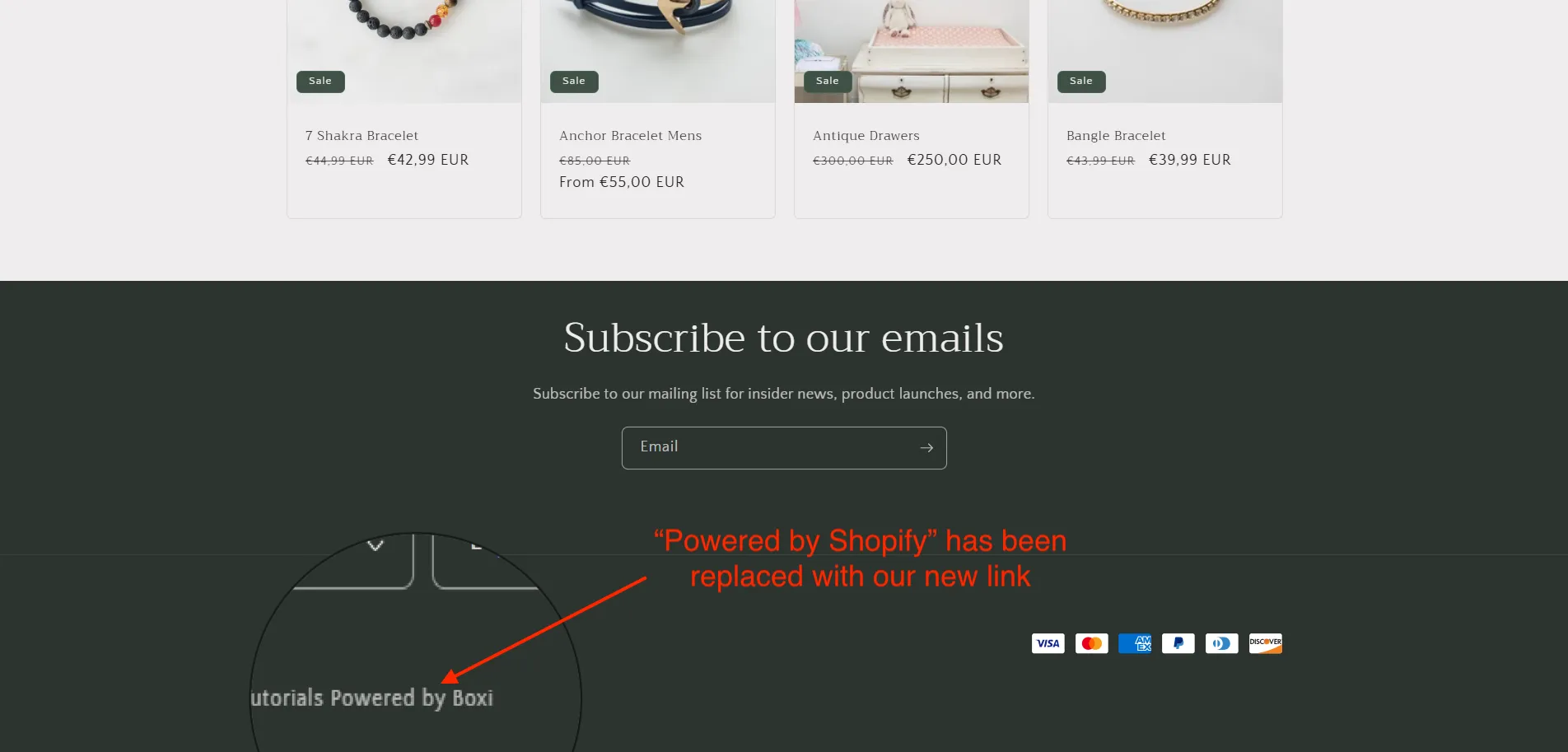 Shopify custom link added