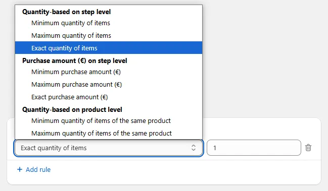 purchase rules screenshot