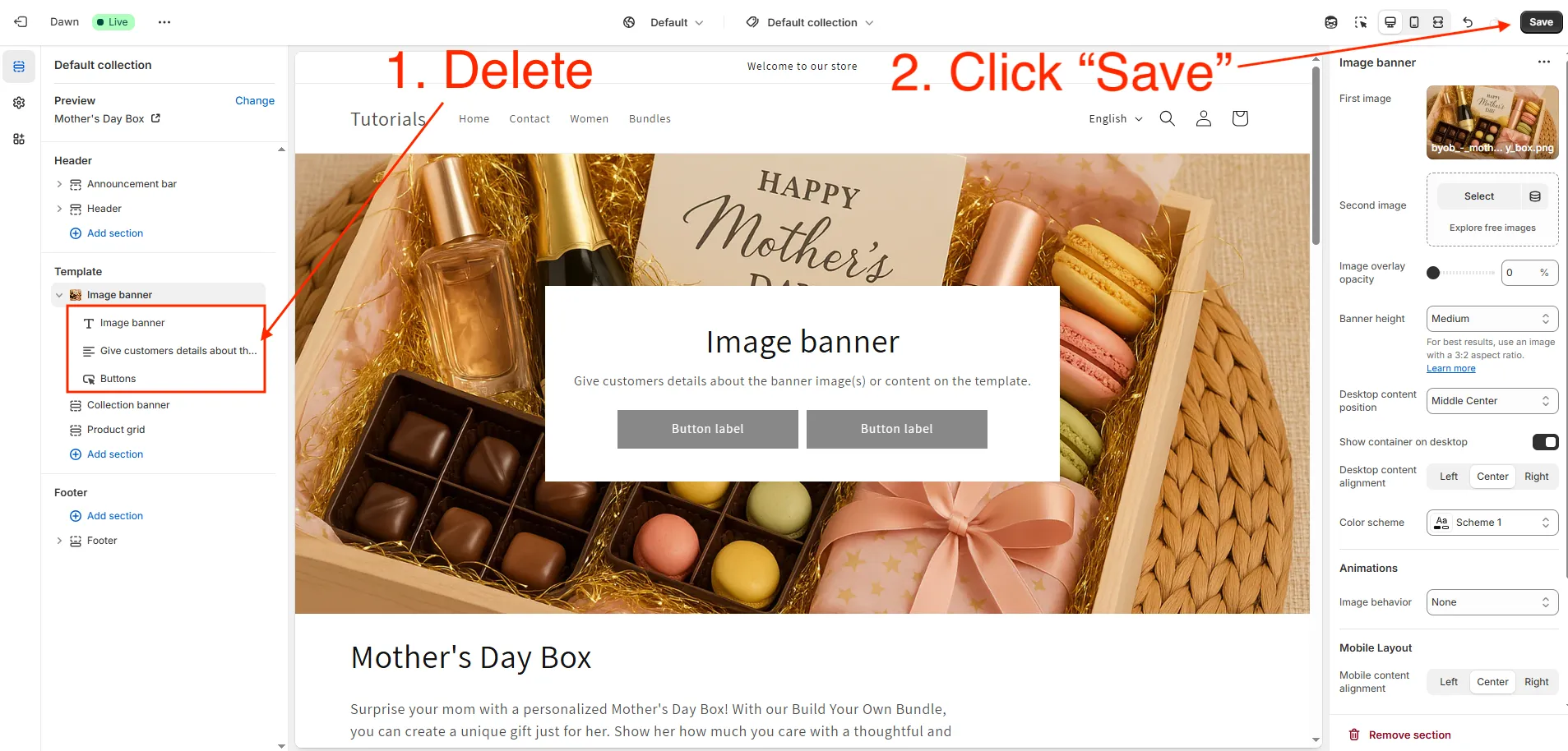 Remove text and buttons