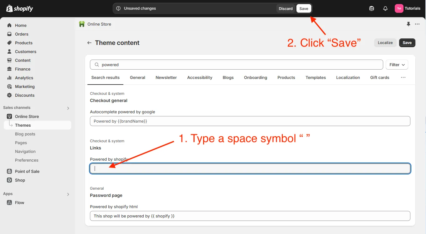 Shopify remove powered by Shopify