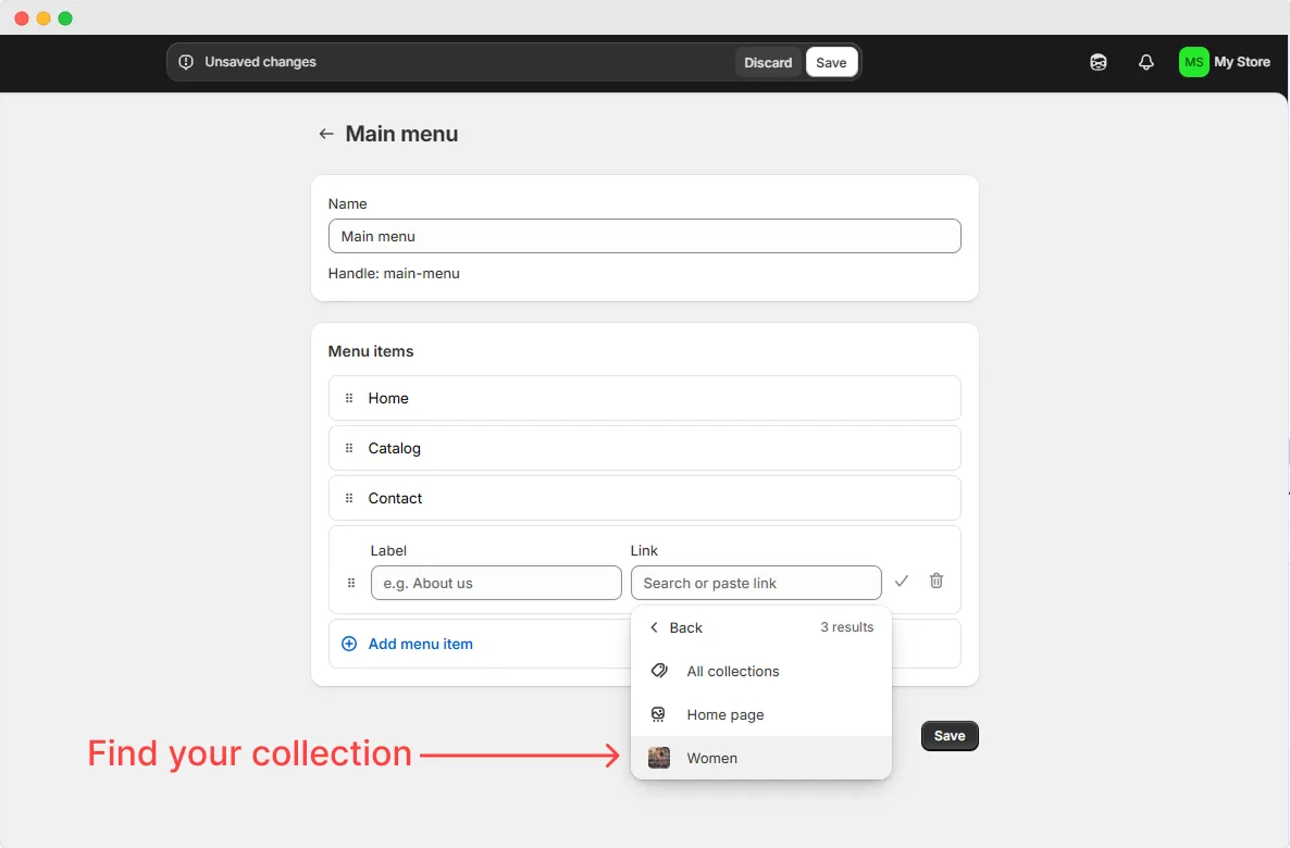 Shopify add collection