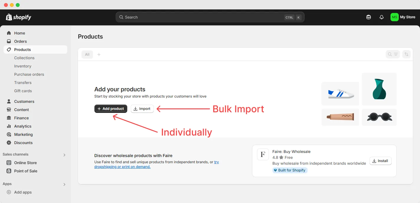 Shopify add product options