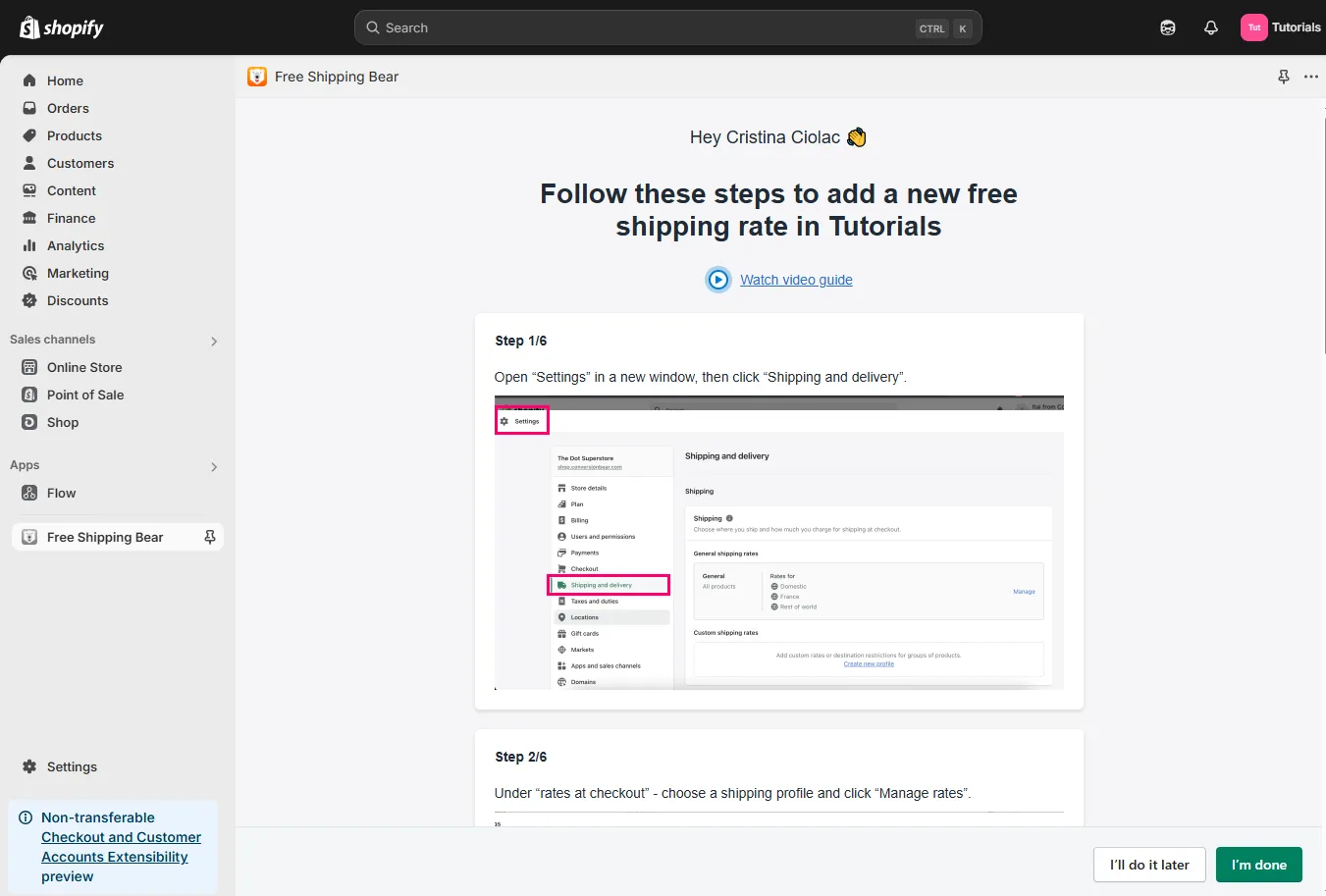 Shopify Free Shipping Bear tutorial