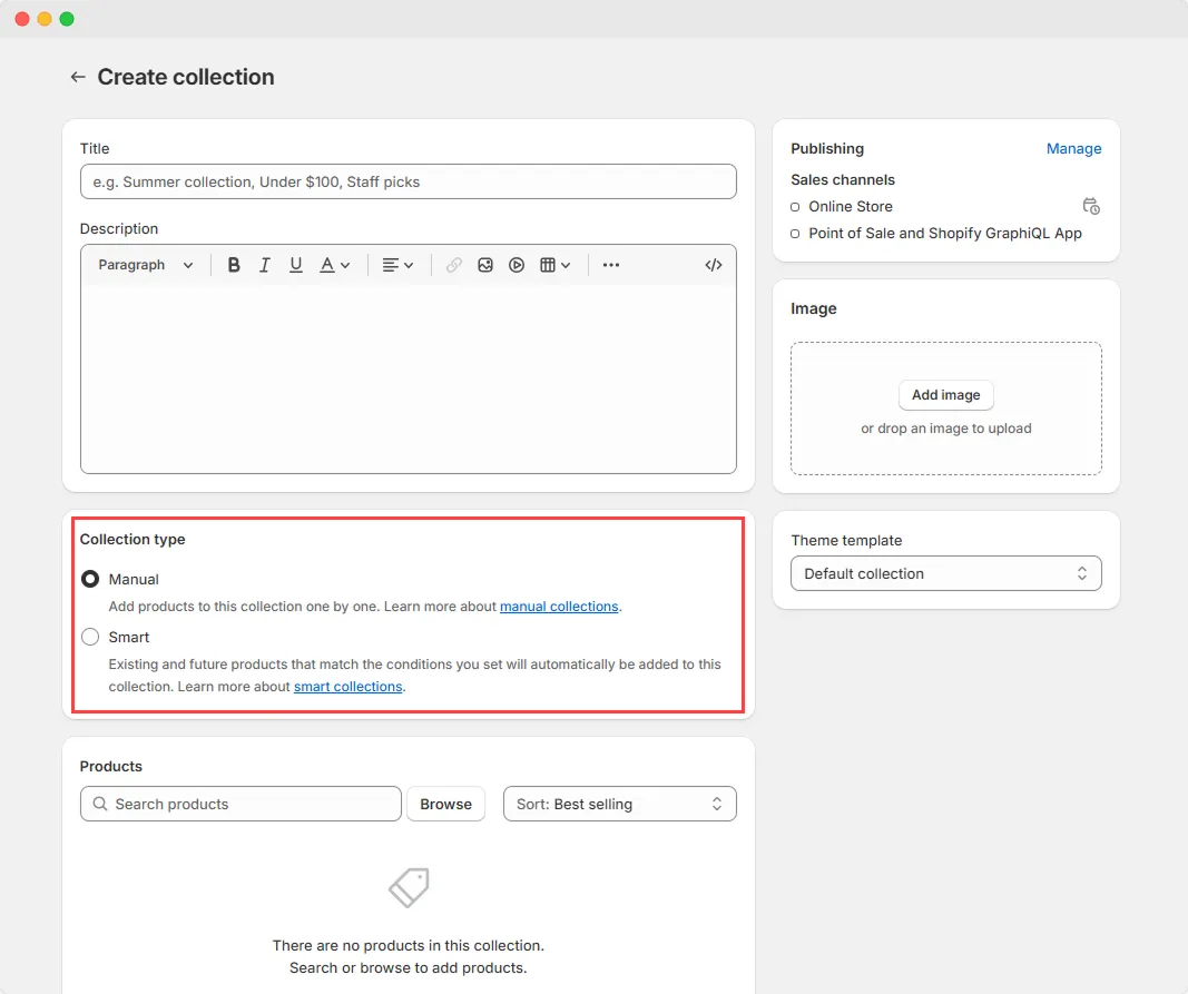 Shopify collection types