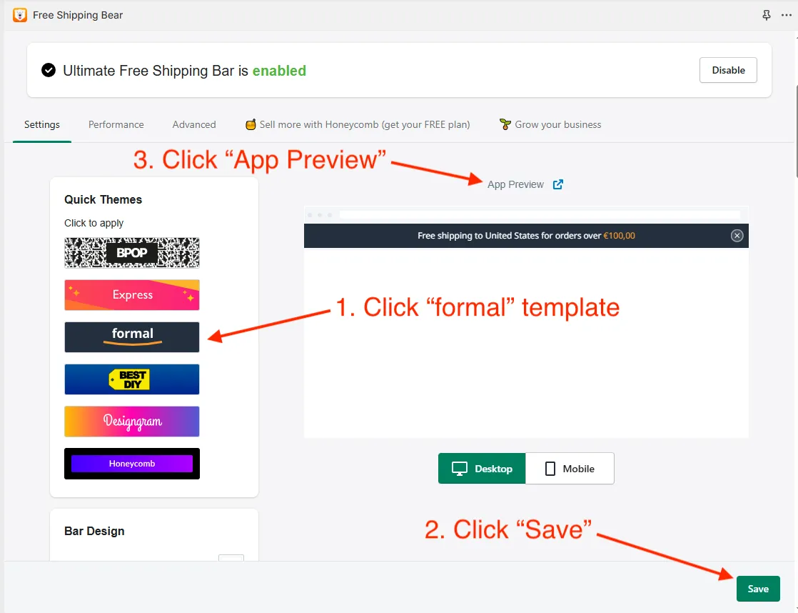 Shopify Free Shipping Bear customization