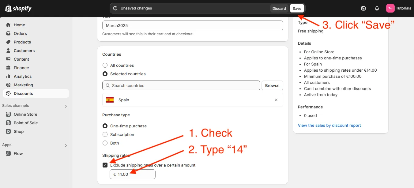 Shopify admin exclude shipping rate