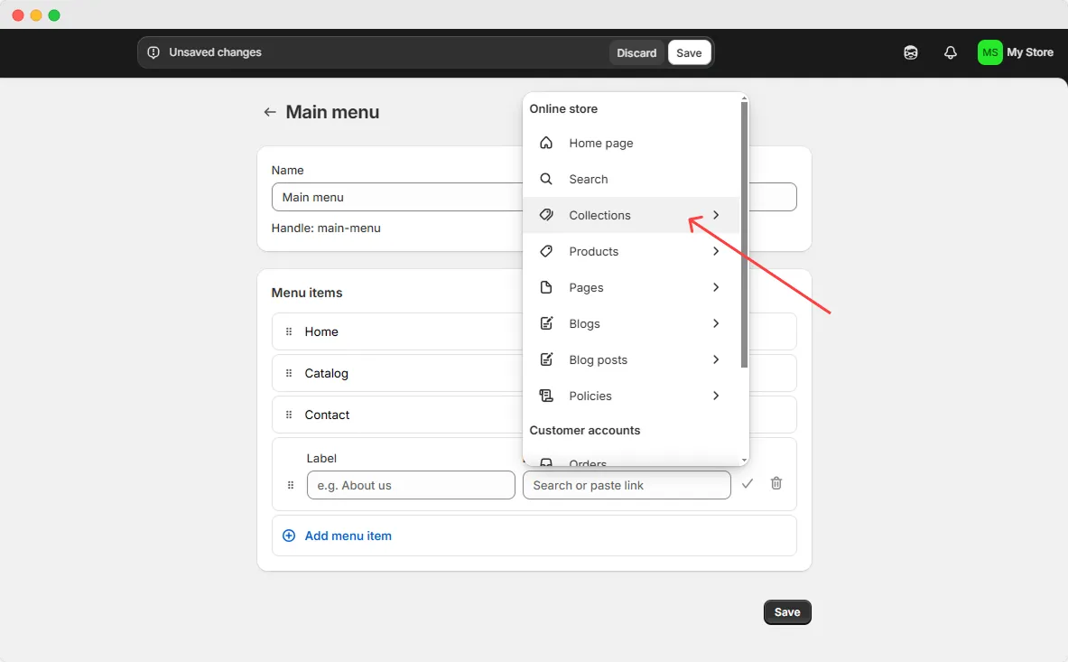 Shopify search collection