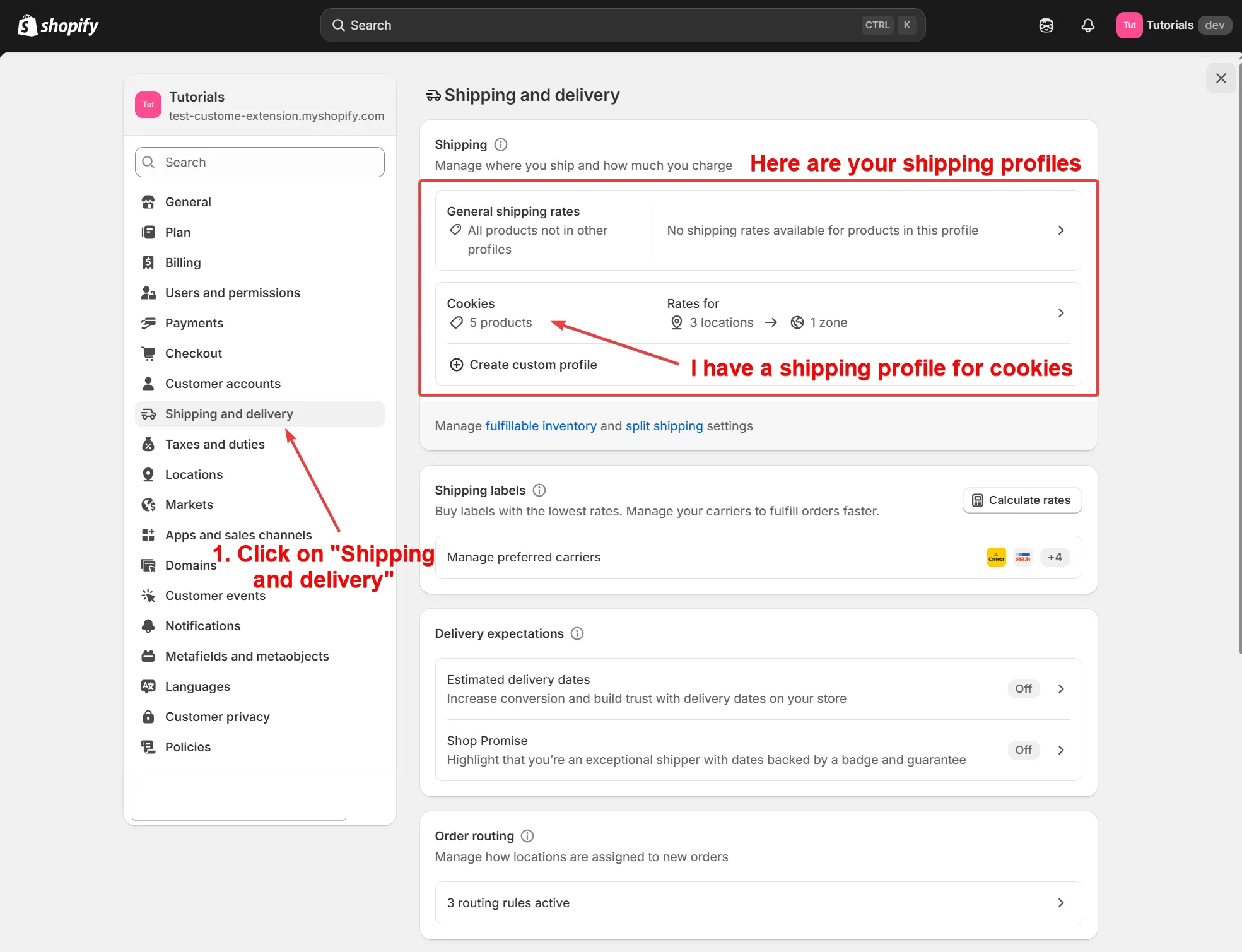 Shopify shipping profiles